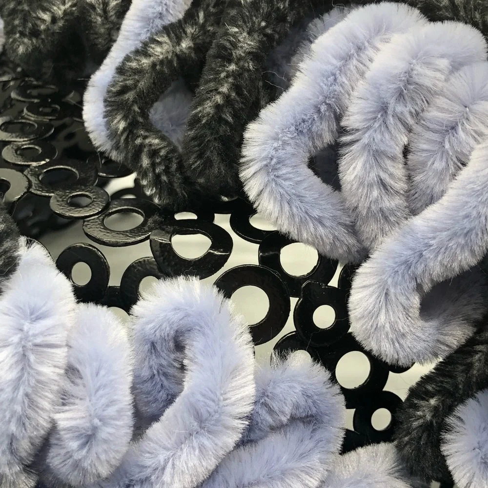 Whimsical Boucle-style‎ Loop Knit Scarf Blue Black